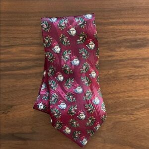 Festive Red Tie with Holiday Print